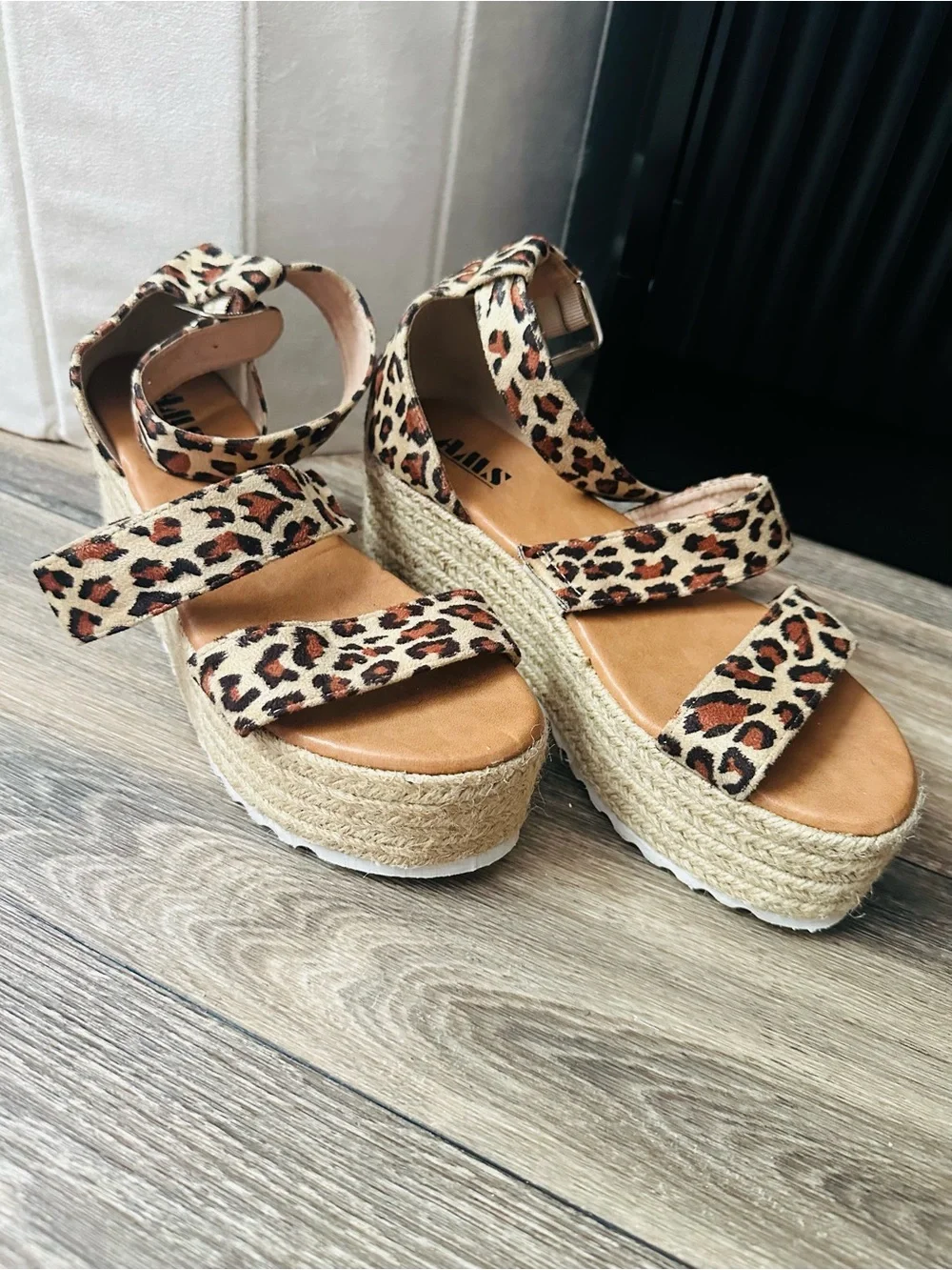 Leopard Print Platform Espadrille Sandals - Women